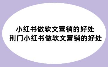 小红书做软文营销的好处 荆门小红书做软文营销的好处